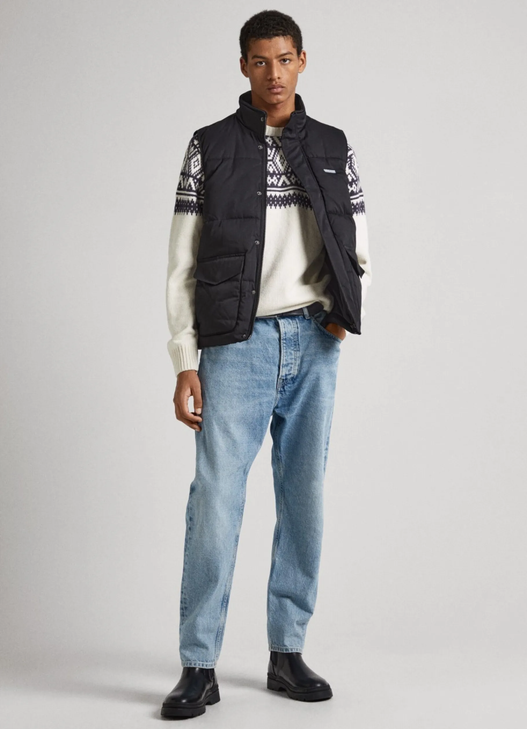 Men Pepe Jeans Twill Padded Waistcoat