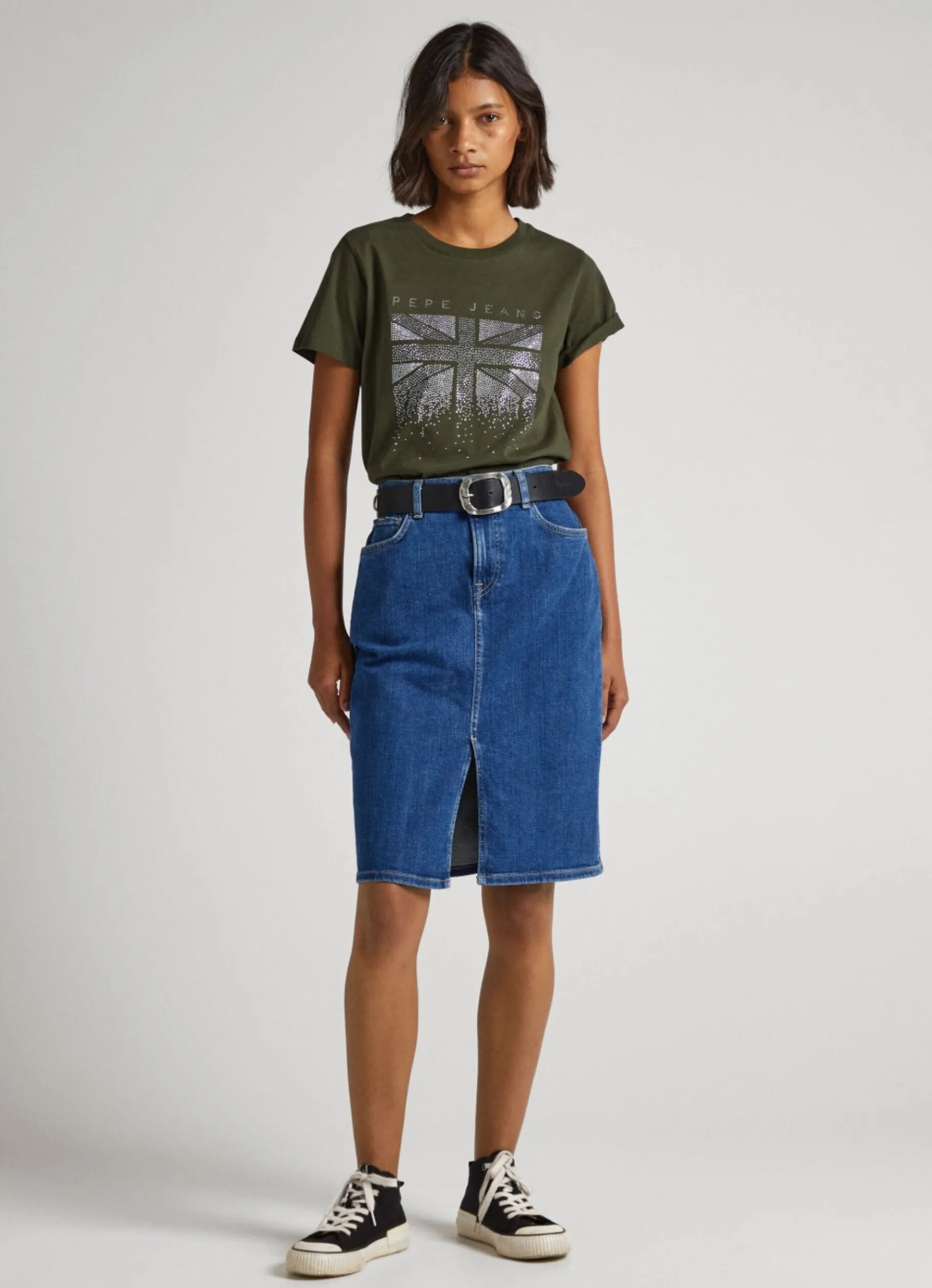Women Pepe Jeans Union Jack Strass T-Shirt