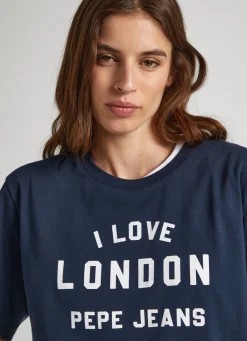 Women Pepe Jeans Unisex I Love London Printed T-Shirt