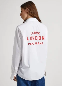 Women Pepe Jeans Unisex Shirt With I Love London Print On Back