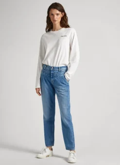 Women Pepe Jeans Violet Relaxed Fit High-Rise Jeans