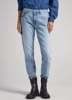Women Pepe Jeans Violet Relaxed Fit High-Rise Jeans