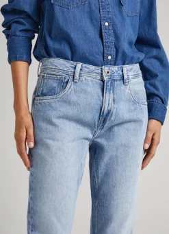Women Pepe Jeans Violet Relaxed Fit High-Rise Jeans