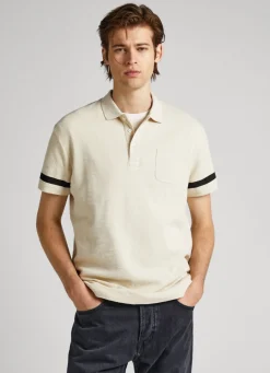 Men Pepe Jeans Waffle Knit Polo Shirt