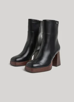 Women Pepe Jeans Wooden Platform Bootie