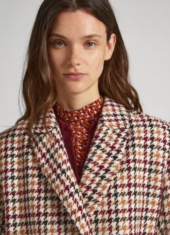 Women Pepe Jeans Wool Blend Houndstooth Print Blazer
