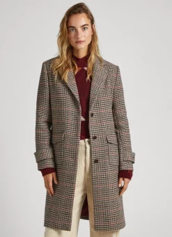 Women Pepe Jeans Wool Houndstooth Coat
