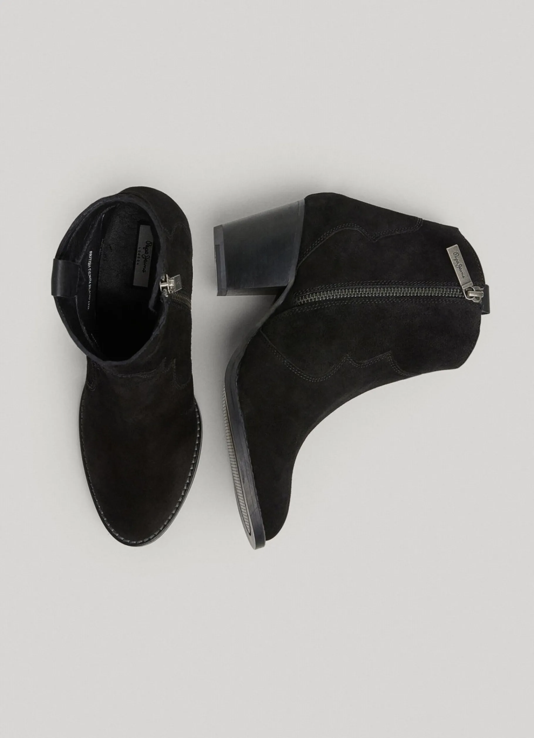 Women Pepe Jeans Zipped Suede Ankle Boots